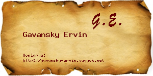 Gavansky Ervin névjegykártya